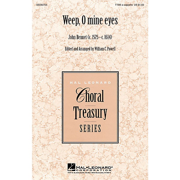 Hal Leonard Weep, O Mine Eyes TTBB A Cappella arranged by William Powell