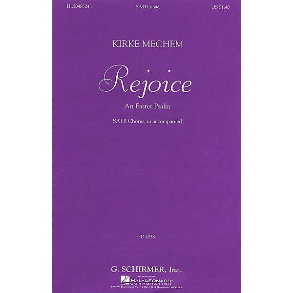 G. Schirmer Rejoice (SSAATTBB a cappella) SATB DV A Cappella composed by Kirke Mechem