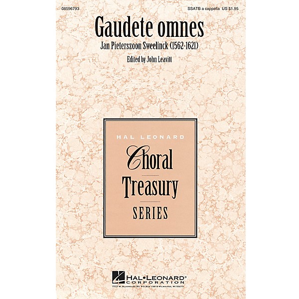 Hal Leonard Gaudete omnes SSATB A Cappella composed by Jan Pieterszoon Sweelinck