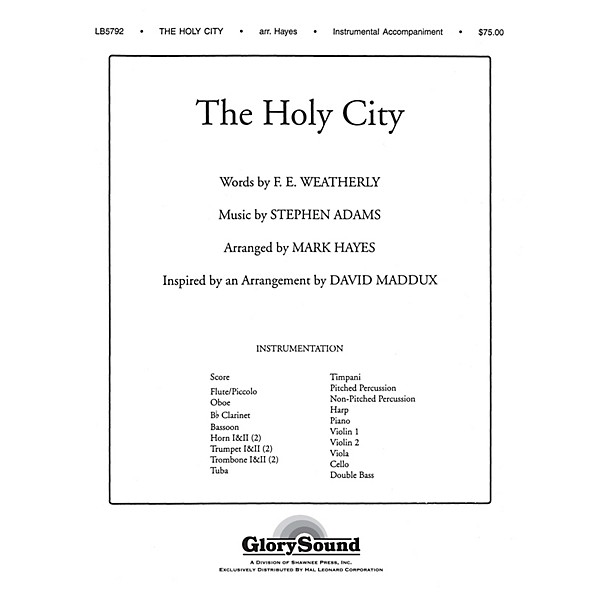 Shawnee Press The Holy City Score & Parts arranged by Mark Hayes