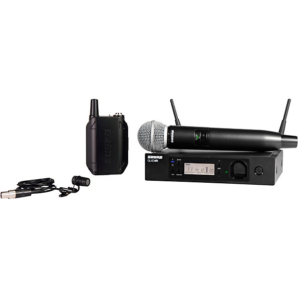 Open Box Shure GLXD124R Advanced Wireless System with SM58 Handheld and WL185 Lavalier Combo Level 1 Band Z2 Black