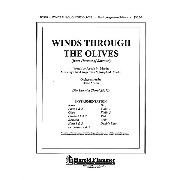 Shawnee Press Winds Through the Olives (from Harvest of Sorrows) Score & Parts composed by Joseph M. Martin