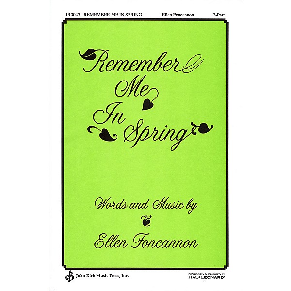 Pavane Remember Me in Spring 2-Part composed by Ellen Foncannon