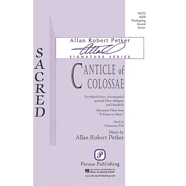 Pavane Canticle of Colossae SATB composed by Allan Robert Petker