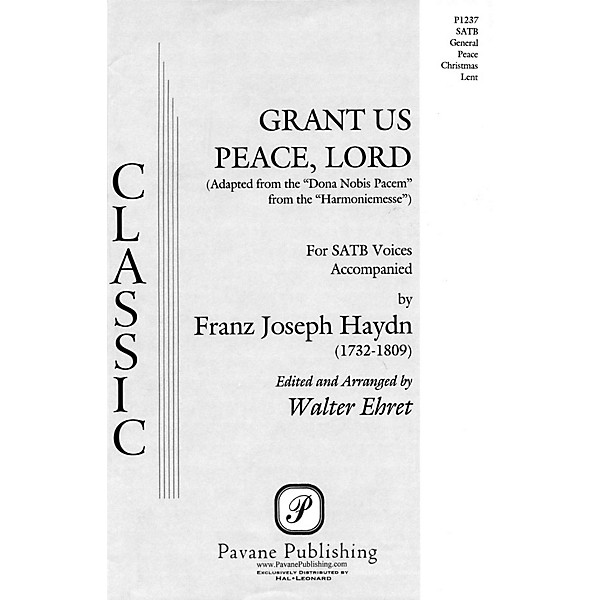 Pavane Grant Us Peace, Lord (Adapted from Harmoniemesse) SATB arranged by Walter Ehret