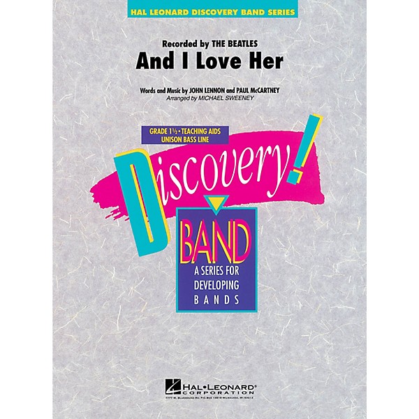 Hal Leonard And I Love Her Concert Band Level 1.5 by The Beatles Arranged by Michael Sweeney