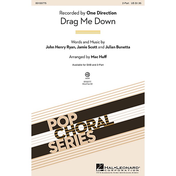 Hal Leonard Drag Me Down 2-Part by One Direction arranged by Mac Huff