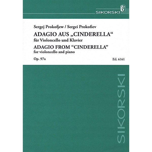 Sikorski Sergei Prokofiev - Adagio from Cinderella, Op. 97a (Violoncello and Piano) String Series Softcover