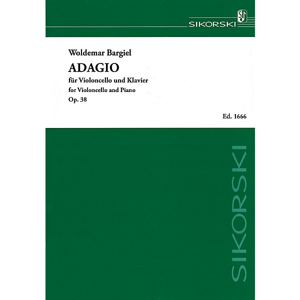 Sikorski Adagio, Op. 38 (Violoncello and Piano) String Series Softcover Composed by Woldemar Bargiel