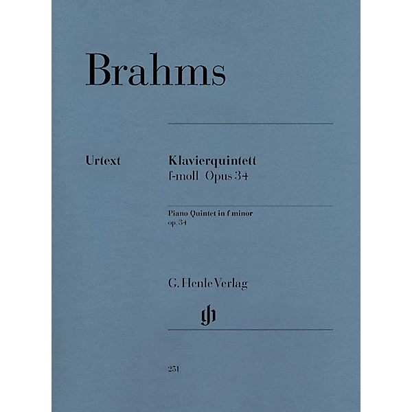 G. Henle Verlag Piano Quintet F minor Op. 34 Henle Music Folios Series Softcover Composed by Johannes Brahms