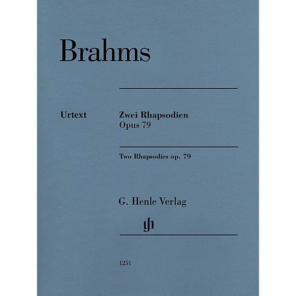 G. Henle Verlag Two Rhapsodies Op. 79 Revised Henle Music Folios Softcover by Johannes Brahms Edited by Katrin Eich