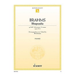 Schott Rhapsody in G Minor, Op. 79, No. 2 Schott Series