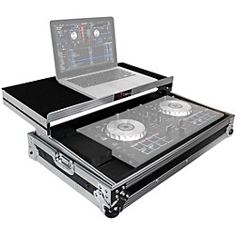 Open Box ProX X-MXTSBLT ATA Style Flight Road Case with Sliding Laptop Shelf for Pioneer DDJ-SBII, DDJ-RB  and Numark Mixtrack Pro II DJ Controllers Level 1 Black/Chrome