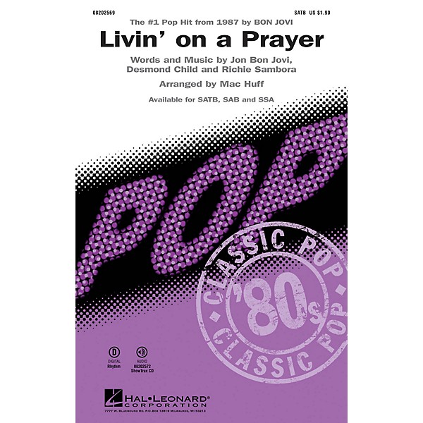 Hal Leonard Livin' on a Prayer SSA by Bon Jovi Arranged by Mac Huff