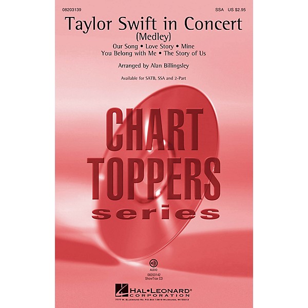 Hal Leonard Taylor Swift in Concert (Medley) ShowTrax CD by Taylor Swift Arranged by Alan Billingsley
