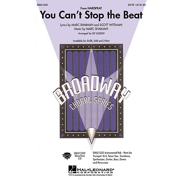 Hal Leonard You Can't Stop the Beat Combo Parts Arranged by Ed Lojeski