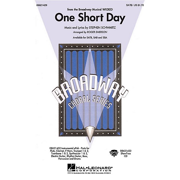 Hal Leonard One Short Day (from Wicked) SSA Arranged by Roger Emerson