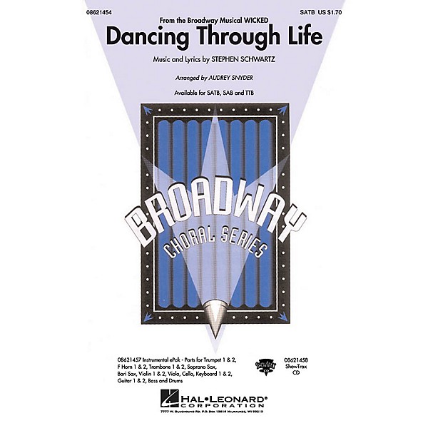 Hal Leonard Dancing Through Life (from Wicked) SAB Arranged by Audrey Snyder