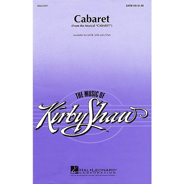 Hal Leonard Cabaret 2Part Arranged by Kirby Shaw Guitar Center