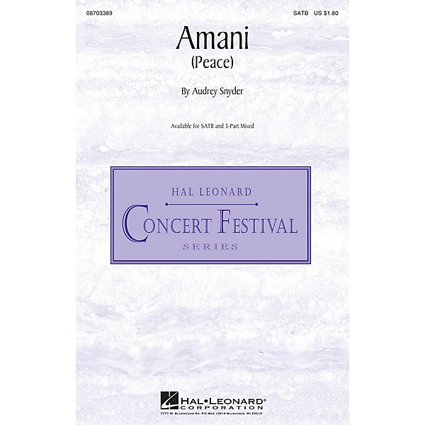 Hal Leonard Amani (Peace) 3-Part Mixed Composed by Audrey Snyder