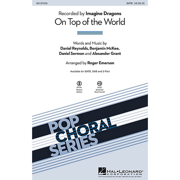 Hal Leonard On Top of the World SAB by Imagine Dragons Arranged by Roger Emerson