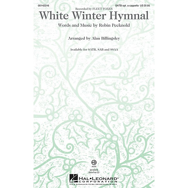 Hal Leonard White Winter Hymnal SSAA by Fleet Foxes Arranged by Alan Billingsley