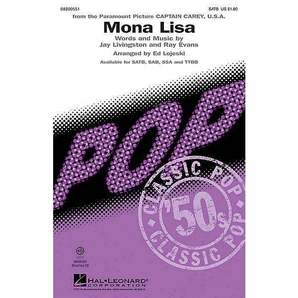 Hal Leonard Mona Lisa ShowTrax CD by Nat King Cole Arranged by Ed Lojeski