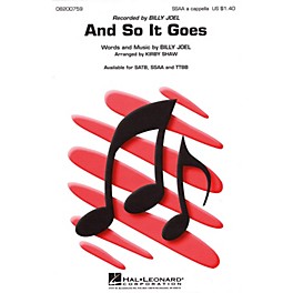 Hal Leonard And So It Goes TTBB A Cappella by Billy Joel Arranged by Kirby Shaw