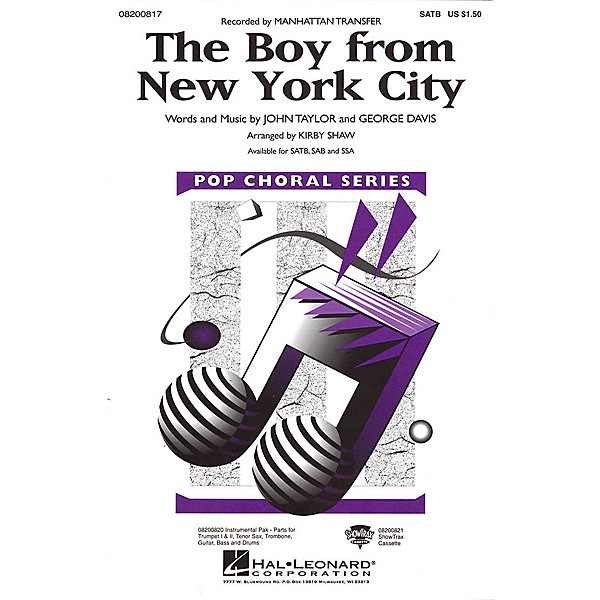Hal Leonard The Boy from New York City Combo Parts by The Manhattan Transfer Arranged by Kirby Shaw