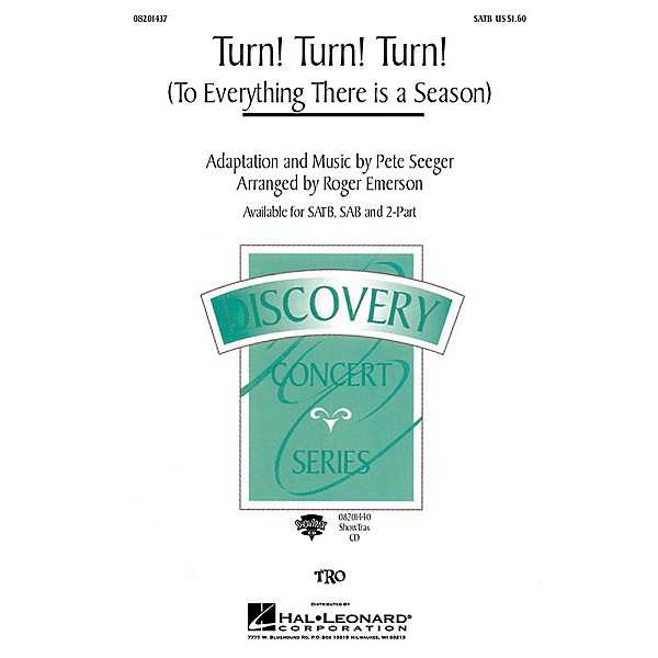 Hal Leonard Turn! Turn! Turn! (To Everything There Is a Season) ShowTrax CD by The Byrds Arranged by Roger Emerson