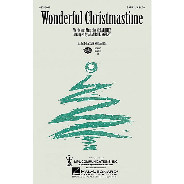 Hal Leonard Wonderful Christmastime SAB by Paul McCartney Arranged by Alan Billingsley