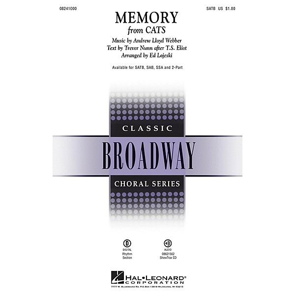 Hal Leonard Memory (from Cats) ShowTrax CD Composed by Andrew Lloyd Webber