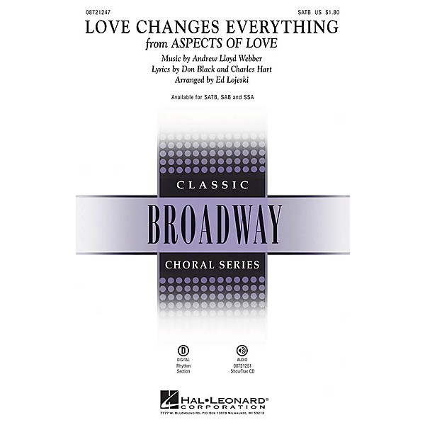 Hal Leonard Love Changes Everything (from Aspects of Love) SSA Arranged by Ed Lojeski