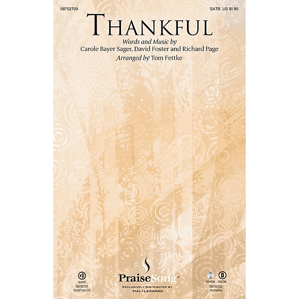 PraiseSong Thankful CHOIRTRAX CD by Josh Groban Arranged by Tom Fettke