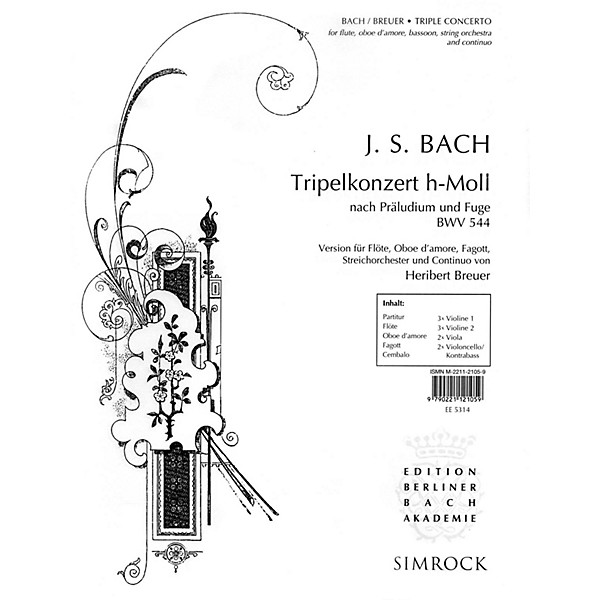Simrock Triple Concerto Boosey & Hawkes Chamber Music Series by Johann Sebastian Bach