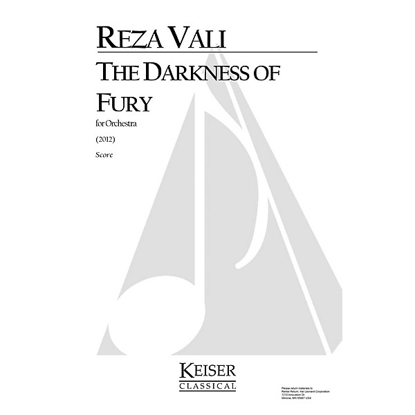 Lauren Keiser Music Publishing The Darkness of Fury for Orchestra LKM Music Series by Reza Vali