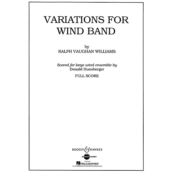 Boosey and Hawkes Variations for Wind Band Concert Band Composed by Ralph Vaughan Williams Arranged by Donald Hunsberger