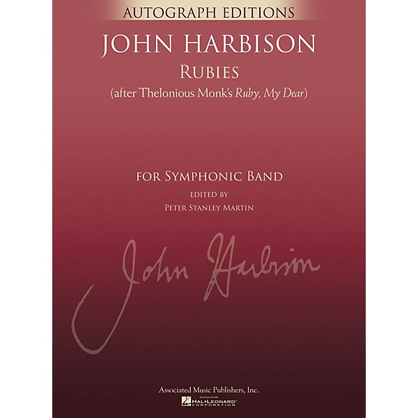 G. Schirmer Rubies (After Thelonious Monk's Ruby, My Dear) Concert Band Level 5 Composed by John Harbison
