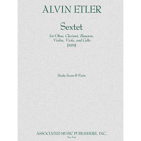 Associated Sextet Ob/bn/vn/va/vc Parts 1959 Ensemble Series by Alvin Etler