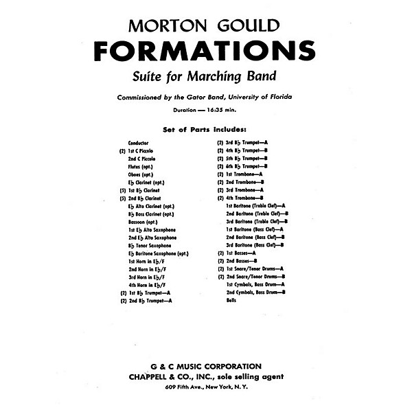 G. Schirmer Formations (Score and Parts) Concert Band Composed by Morton Gould