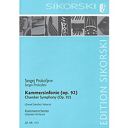 Sikorski Chamber Symphony for Chamber Orchestra, Op. 92 Score Composed by Prokofiev Arranged by Velasco