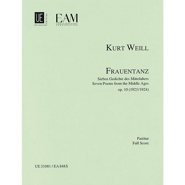 Universal Edition Frauentanz, Op. 10 (Seven Poems from the Middle Ages) Score Series Composed by Kurt Weill