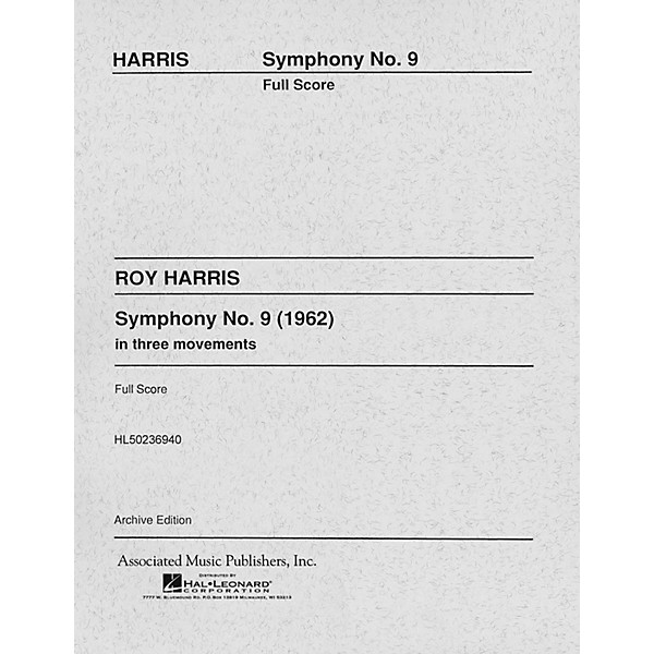 Associated Symphony No. 9 (1962) (Full Score) Study Score Series Composed by Roy Harris