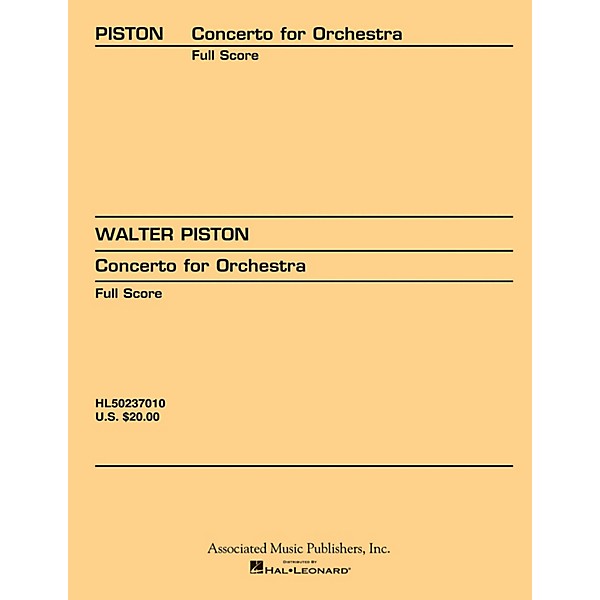 Associated Concerto for Orchestra (1933) (Full Score) Study Score Series Composed by Walter Piston