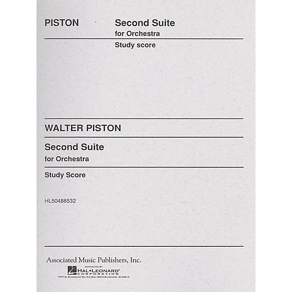 Associated Suite No. 2 for Orchestra (Full Score) Study Score Series Composed by Walter Piston