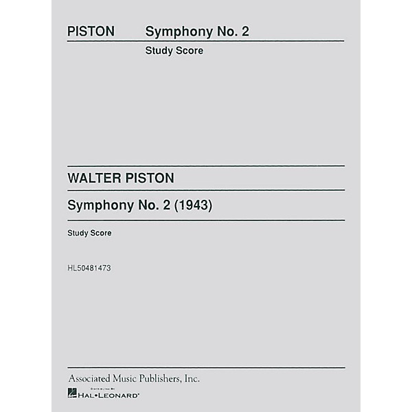 Associated Symphony No2 Study Score Study Score Series Composed by W Piston