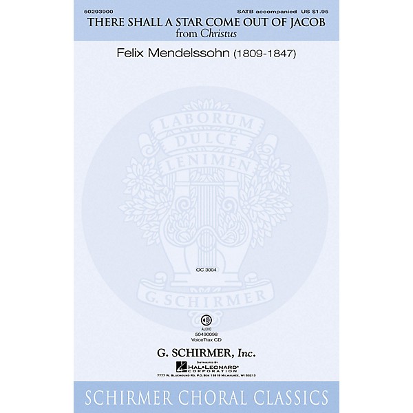 G. Schirmer There Shall a Star Come Out of Jacob VoiceTrax CD Composed by Felix Mendelssohn