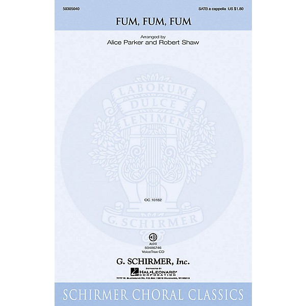 G. Schirmer Fum, Fum, Fum VoiceTrax CD Composed by Traditional Catalan Carol