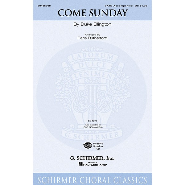 G. Schirmer Come Sunday SAB Arranged by Paris Rutherford