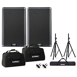 QSC K10.2 Powered Speaker Pair With Bags, Stands and Cables
